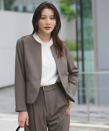 ANY SIS 【WEB限定・UVカット・アンチピリング】ウーステッドエステル クルーネック ジャケット