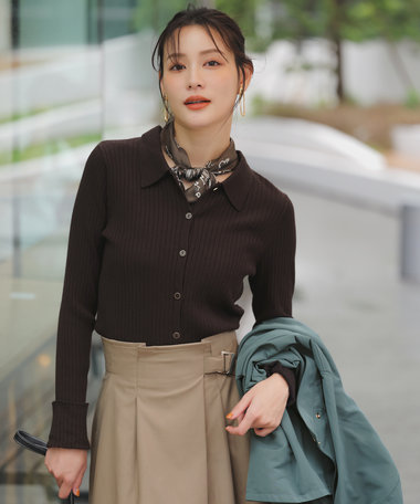 ANY SIS CICA加工 襟デザイン ニット