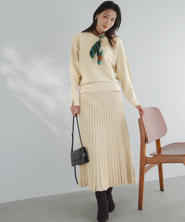 ANY SIS CICA加工 ニット フレア スカート