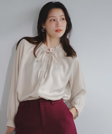 ANY SIS 【前後着用可能】ギャザーネック ブラウス