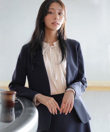 ANY SIS ビューティサーモ2WAYストレッチ ノーカラージャケット