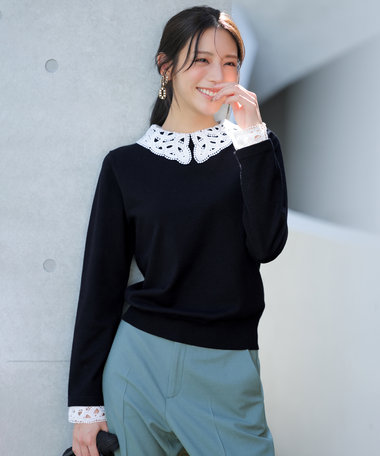 ANY SIS レース襟 ニット