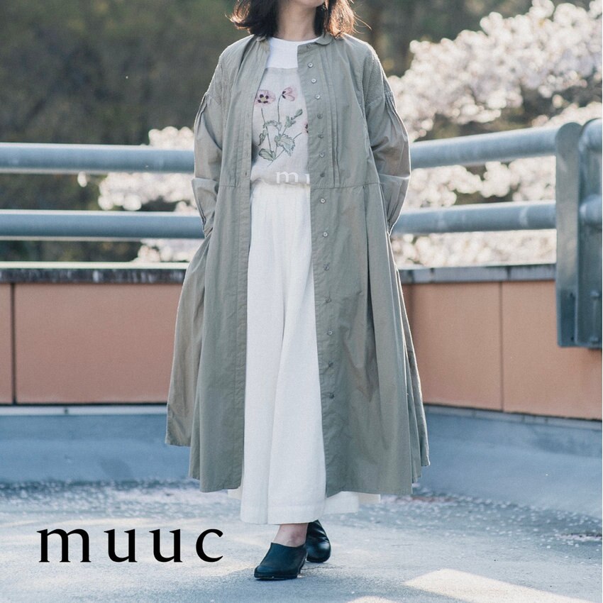 「オーガニックコットン」生地を贅沢に使用した【ノット刺繍のワンピースドレスコート】