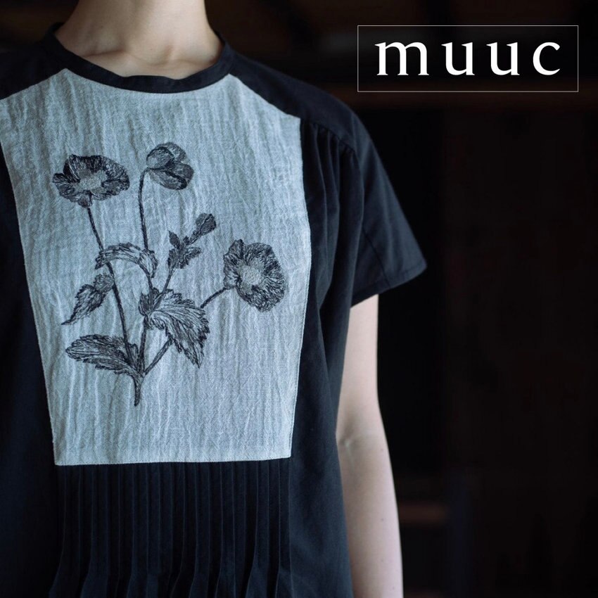 軽くて体にストレスがかからない【快適な着心地の半袖丈ワンピース】今シーズン人気の「ポピー押し花刺繍」柄