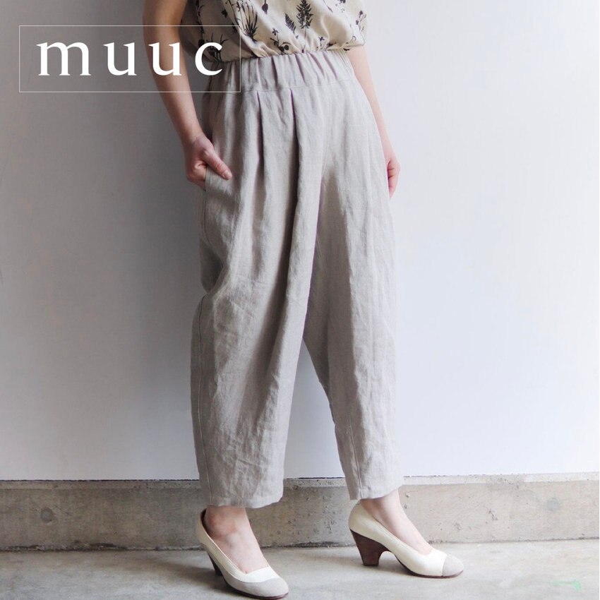 「高品質なベルギーリネン生地」を使用した生地厚で肌触りがよい【マルチサイズのイージーパンツ】