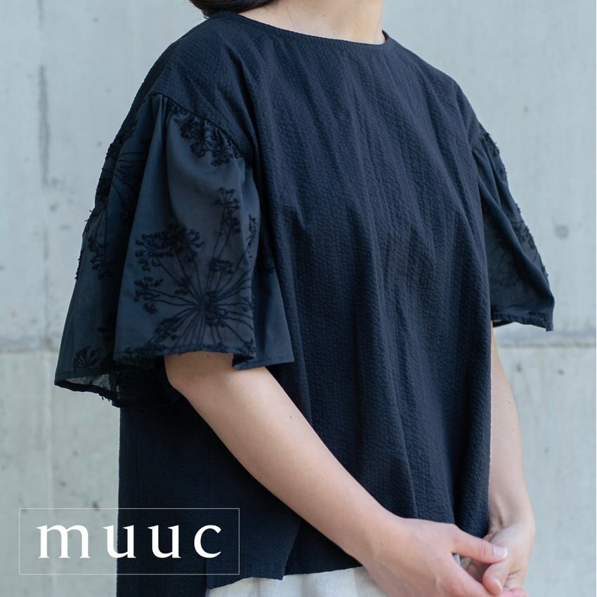 【ブラック再入荷しました!!】風通しがよくゆとりたっぷり「上品でかわいらしいフェンネル刺繍のプルオーバー」