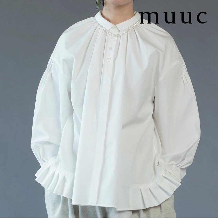 【2022-23秋冬新作コレクション販売スタート!!】ブロード生地の光沢感と高級感「コットンブロードプリーツブラウス」のご紹介