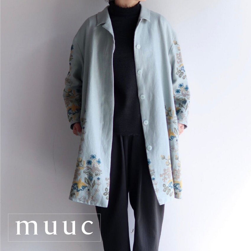 立体感のある豊かな表情の【フクシア刺繍のコート】上品さの中に可愛らしさも「フレアスカートとのセットアップコーデも◎」