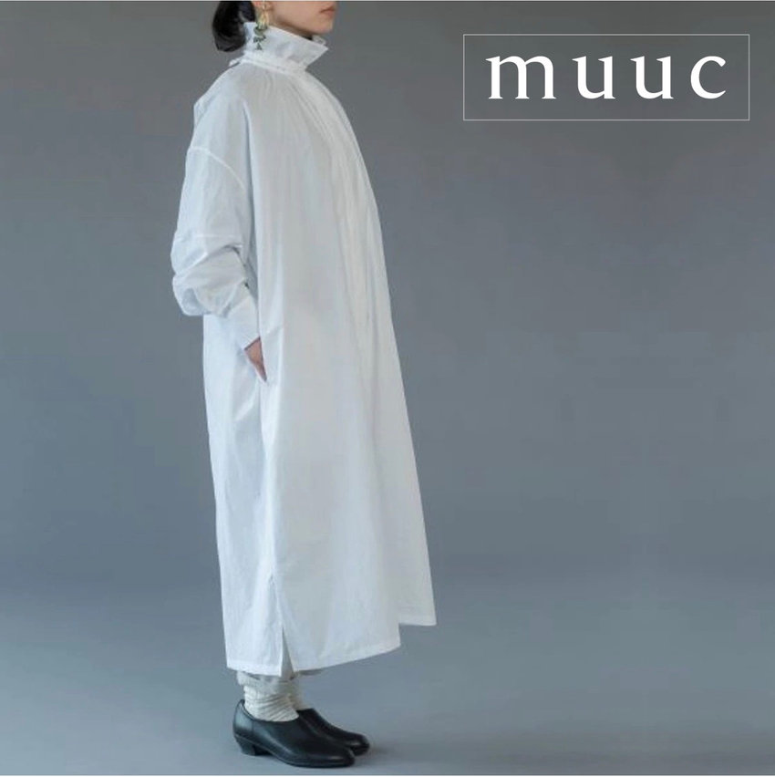 【2022-23秋冬新作コレクション販売中!!】ゆとりたっぷりで不思議な手触りが気持ちいい「コットンシャツワンピース」