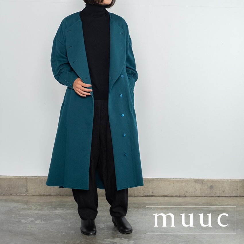 身幅はゆとり多めで余裕のあるサイズ感「着こなしのバリエーション」が豊富な【コットンウール二重織コート】