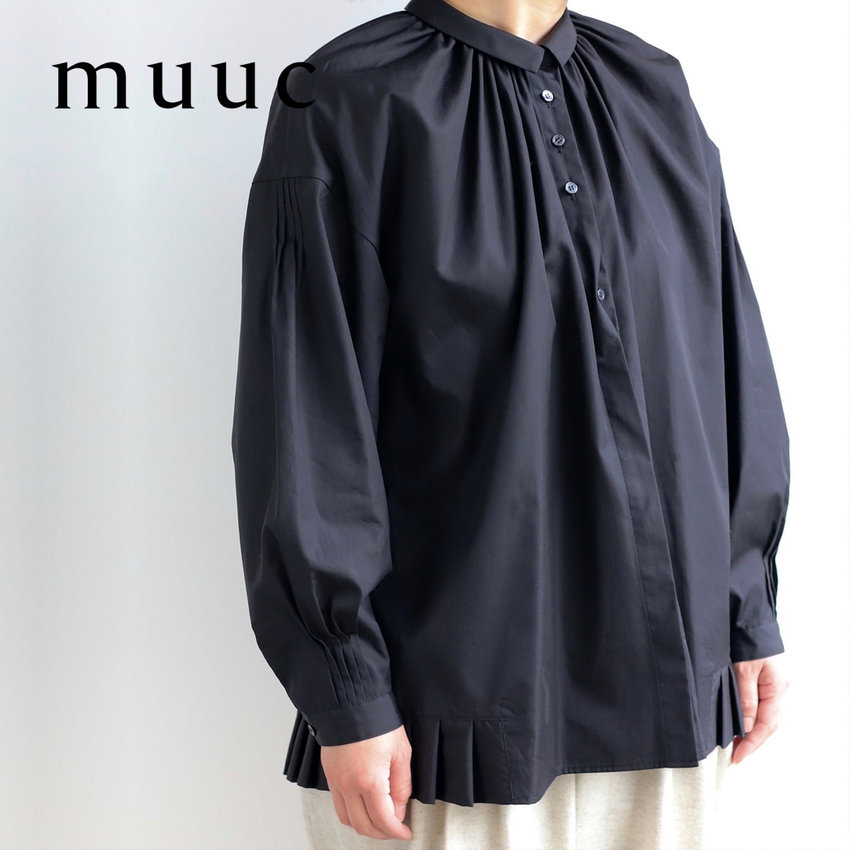 【在庫残りわずか!!】ブロード生地の光沢感と高級感「コットンブロードプリーツブラウス」季節の変わり目におすすめ