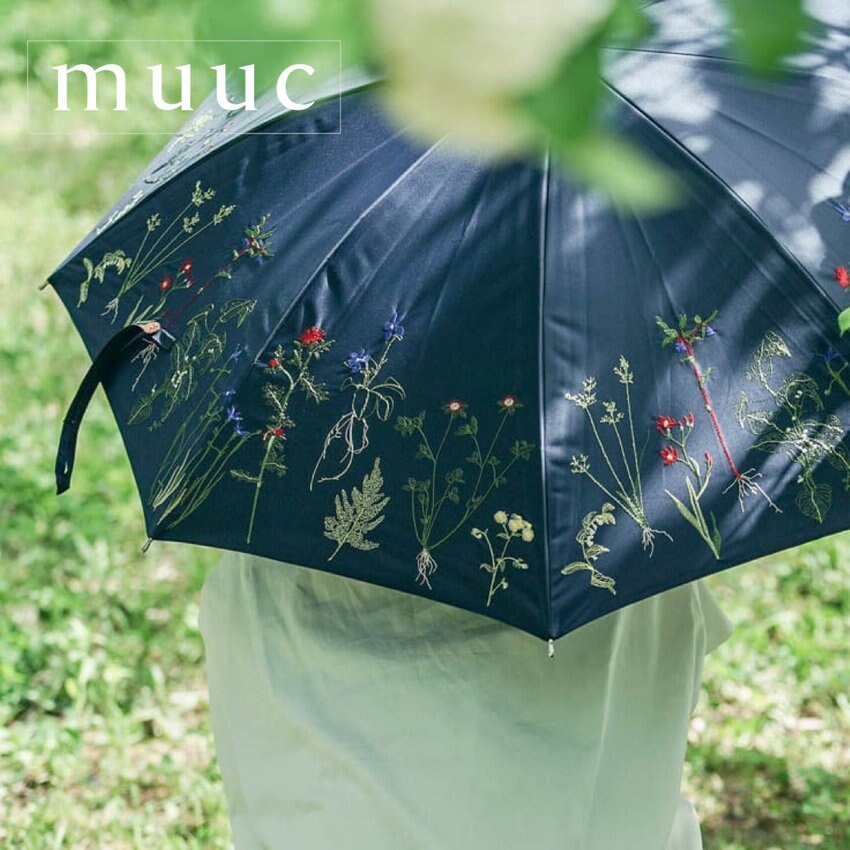UVカットOK・晴雨兼用日傘【NEWデザイン登場!!】植物図鑑のように繊細に表現した「ボタニカル刺繍模様」