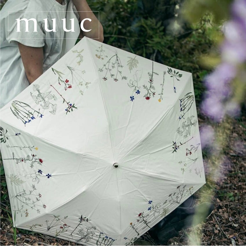 UVカットOK・晴雨兼用日傘【NEWデザイン登場!!】植物図鑑のように繊細に表現した「ボタニカル刺繍模様」
