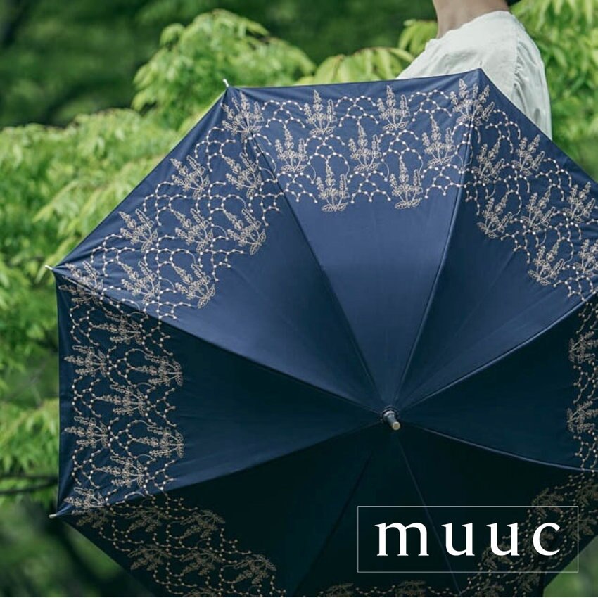 【UV紫外線カット率99%以上!!】遠くからでも目を惹くワンランク上の美しい刺繍模様「イラカ刺繍の晴雨兼用日傘」