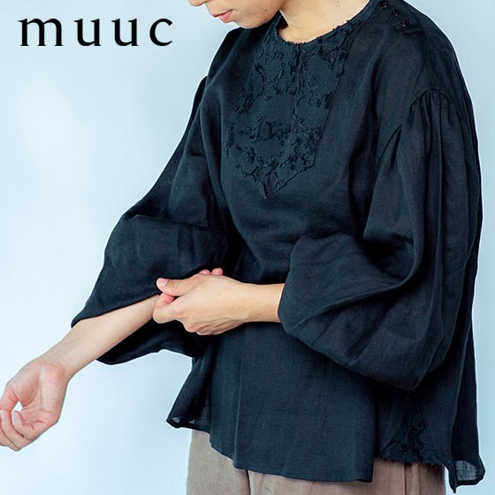 繊細なカットジャカードがクラシックな雰囲気を纏う【ジャパンリネンのプルオーバーブラウス】