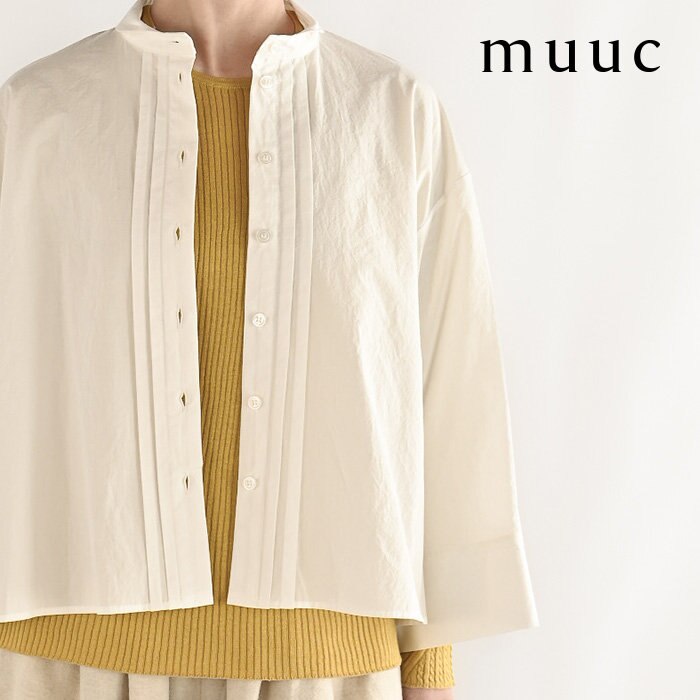 【再販＆残りわずか】羽織っても可愛い、上質なコットン生地のプリーツ八分袖ブラウス