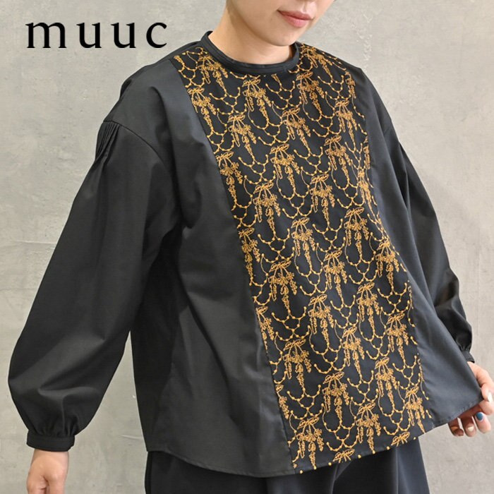 新作！【muuc 特別な刺繍】心地良い軽やか上質コットン素材に華やかイラカ刺繍のブラウス