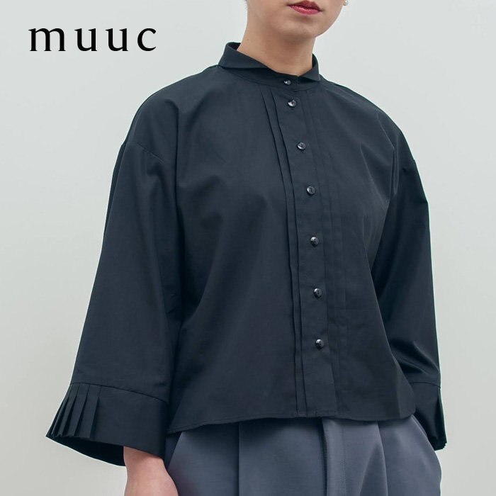新作【muuc 人気型が再登場】シーズンレスなコットンブロード生地にプリーツ袖が特徴的なブラウス