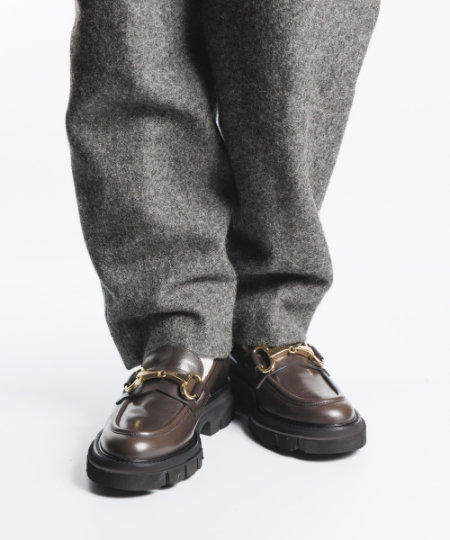 新品未使用　ルーカ グロッシ イタリア製 牛革レザー 　ローファー LucaGrossi(ルカ グロッシ)｜幾何学ビットローファー/ブラック の通販