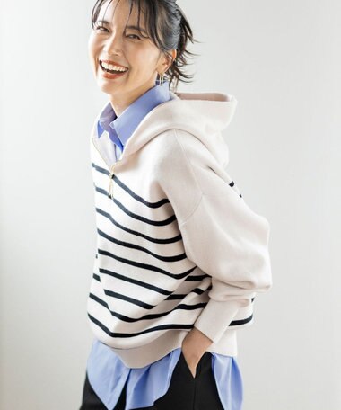 ANY しあわせタッチハーフジップフーディー