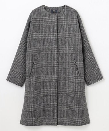 ANY 【防風裏地】ウールブレンドノーカラーコート