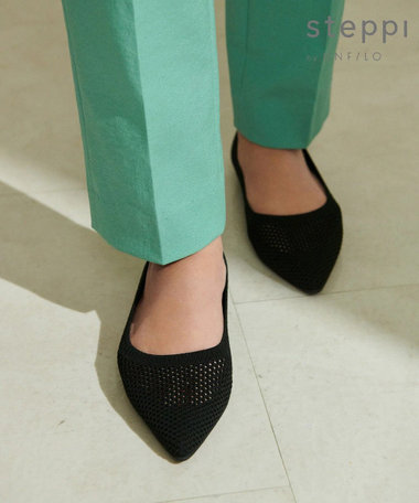 steppi 新色登場！“撥水＆洗えるニットシューズ” ポインテッドメッシュ パンプス