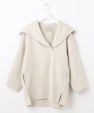 UNFILO 【撥水】ウール混リバー フーデットコート