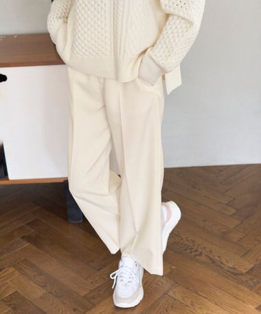 UNFILO ウールライクツイル ワイドパンツ