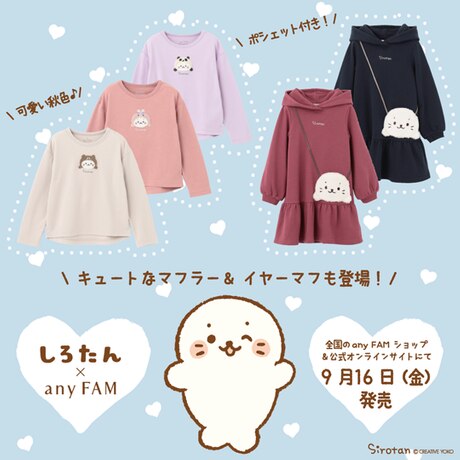 【予告】しろたん×any FAM コラボ商品販売スタート！ | ONWARD