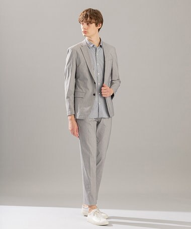  リネンシャンブレーストレッチ / ライトグレー