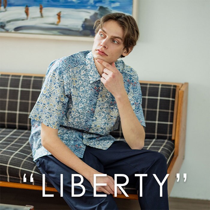 3柄をパッチワークしたリラックスシャツ