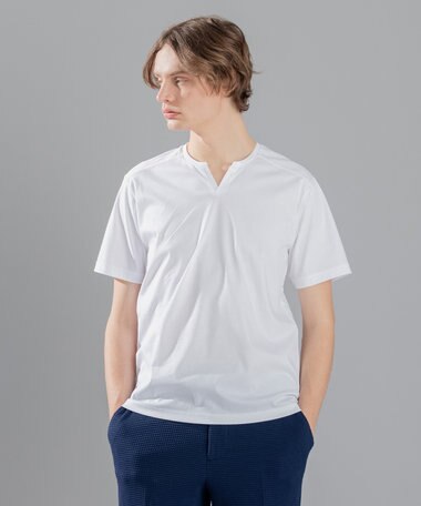  【WEB&一部店舗限定】<WEB限定カラーあり>コットンソフィア 　キーネックTシャツ