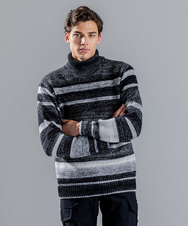 JOSEPH HOMME 【LEON 2月号掲載】グラデーションボーダー　タートルネックニット