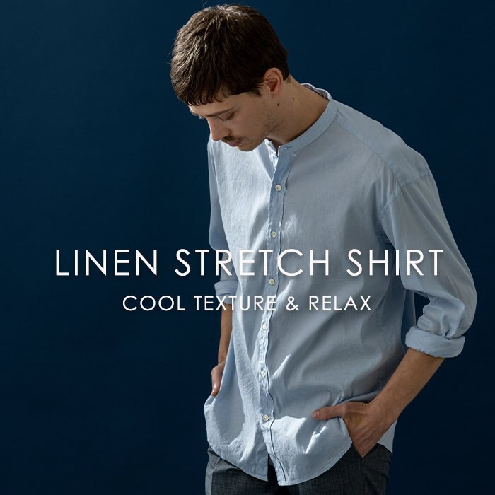 ストレッチが心地良いリネンシャツ