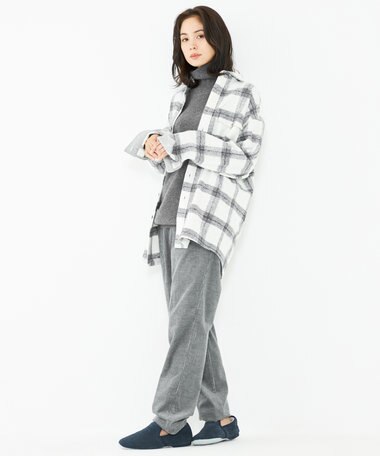 JOSEPH ABBOUD SPACE 【SPACE／UNISEX】フランネルジャージーブロック シャツ