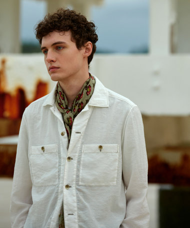 JOSEPH ABBOUD 【サスティナブル】リンクルマイヤー シャツアウター