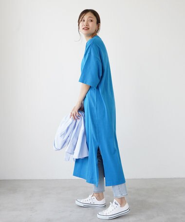 HAAG 【スマイルコットン/ソフトタッチ/洗濯機可】SHORT SLEEVE ONEPIECE ワンピース / ブルー