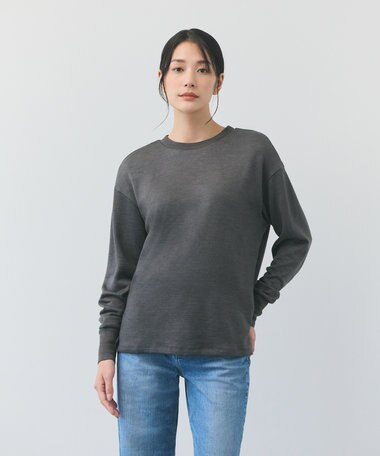 TOQUE 【洗える/天然素材】ロイヤルベビーアルパカ×タンギスコットン 裏毛 クルーネックトップス