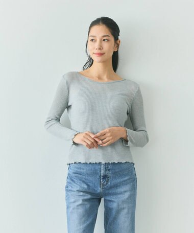 TOQUE 【洗える/天然素材/シルク混/２WAY】ベビーアルパカ×ウォッシャブルシルク ２WAYリブトップス