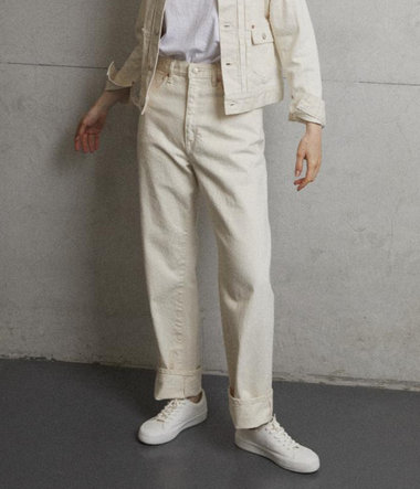 caqu 【洗える/ストレッチ】modern classic  クラシックストレートデニムパンツ / ecru