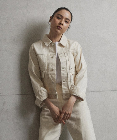 caqu 【洗える/ストレッチ】modern jacket type 2nd. デニムジャケット / ecru