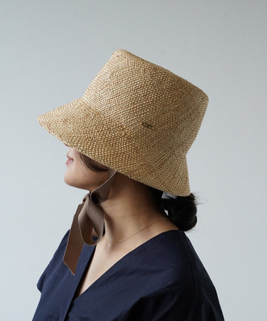 coeur 【リボン取り外し/サイズ調節可能】ナチュラルバオ バケットハット