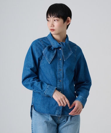 Ripo trenta anni 【洗える/ボウタイ】BOW-TIE DENIM BL デニムブラウス