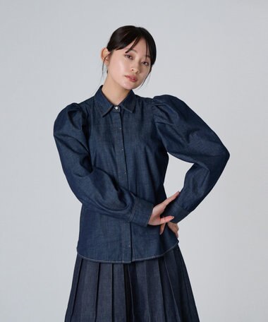 Ripo trenta anni 【洗える】VOLUME SHOULDER BL デニムブラウス