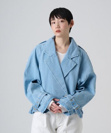 Ripo trenta anni 【洗える】SHORT TRENCH CT デニムトレンチコート