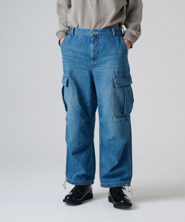 Ripo trenta anni 【洗える】DENIM SNOW CAMO TROUSER デニムパンツ トラウザーパンツ