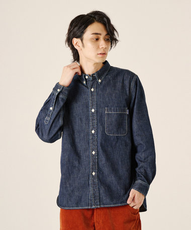 Ripo trenta anni 【洗える/UNISEX】DENIM BUTTON DOWN SHIRT デニムシャツ