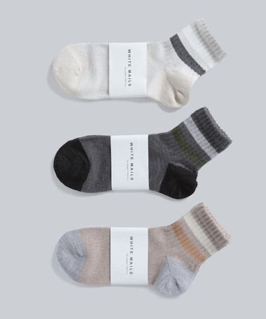 WHITE MAILS 【UNISEX】PAPER STRIPE SHORT ソックス