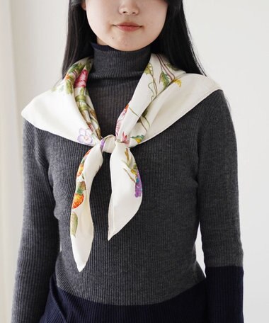 Marca ＜春の新色！＞【伝統横濱スカーフ】四季のツリー花 大判 シルクツイル スカーフ