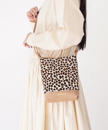 Hekhèr Le Style de Vie 【日本製】ハラコ×シュリンクレザー ショルダーバッグ レオパード